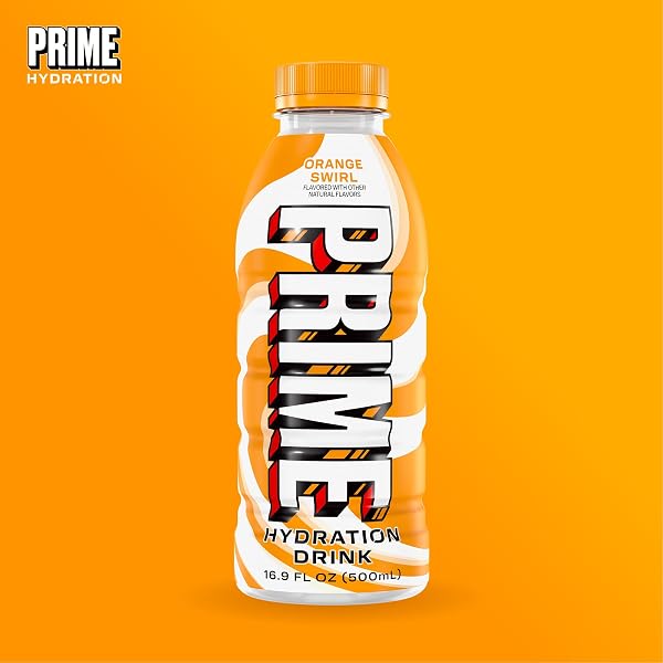 PRIME HYDRATION ORANGE SWIRL, SUGAR FREE SPORTS DRINKS, ELECTROLYTE ENHANCED TO REPLENISH FLUIDS, B VITAMINS, ANTIOXIDANTS, MADE WITH NATURAL FLAVORS, 16.9 FL OZ 12 PACK