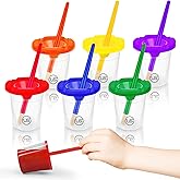 Paint Cups with Lids for Kids - 6 Paint Containers with Lids, 6 Toddler Paints Brushes - Toddler Art Supplies No Spill Painting Cups