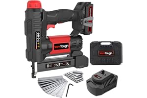 Powertough 20v Cordless Staple Gun Brad Nailer 2 in 1,1 Hour Fast Charger,2000MA Lithium Battery 2000pcs Free Staples(90 4/5”