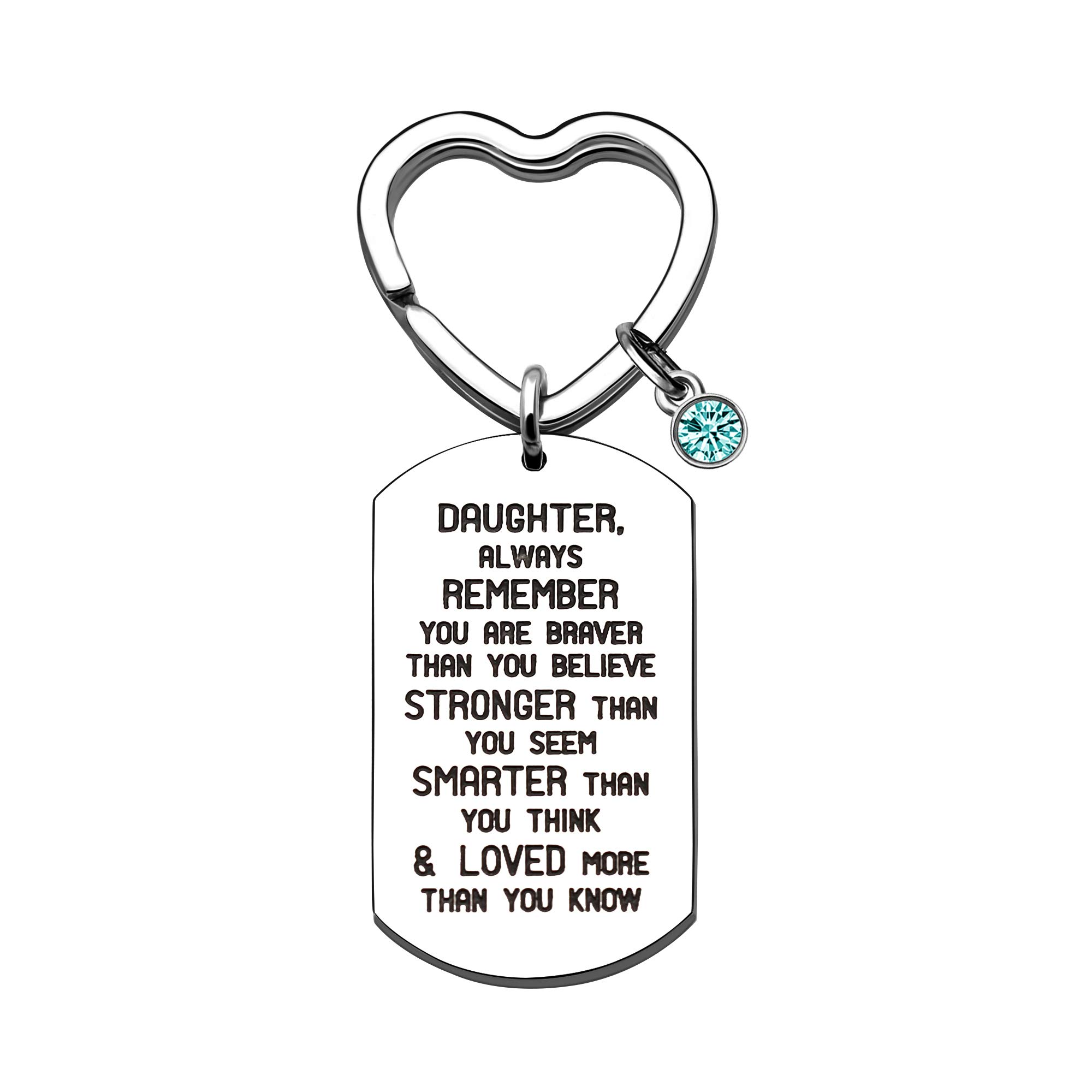 KENYG Inspirational Jewellery Gifts Silver Stainless Steel Dog Tag Key Ring Key Chain Key Fob For Daughter