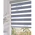 Persilux Custom Blackout Window Shades Zebra Blinds (24" W X 72" H, Dark Grey) Dual Layer Roller Sheer Shades Light Control for Day and Night Shades for Windows and Home, Easy to Install