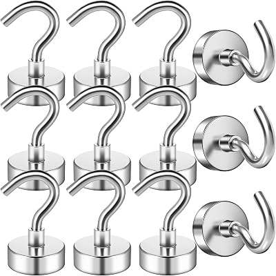 FINDMAG Magnetic Hooks 12 Pack 14kg Neodymium Fridge Camper Van Cruise Cabins