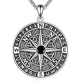 VNRIOW Mens Compass Jewelry - 925 Sterling Silver Compass Pendant Necklace Graduation Inspirational Gifts Jewelry Gifts for Women Men 18-22 Inches Stainless Steel Chain