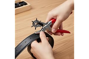 Leather Hole Punch— 6 Multi-Hole Sizes Belt Punch Tool with Adjustable Wheel for Belts Straps Dog Collars Saddles Shoes