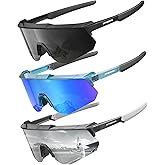 QALLY Polarized Sports Sunglasses for Men, UV400 Protection Mens Sunglasses Wrap Around Sun Glasses for Cycling Running