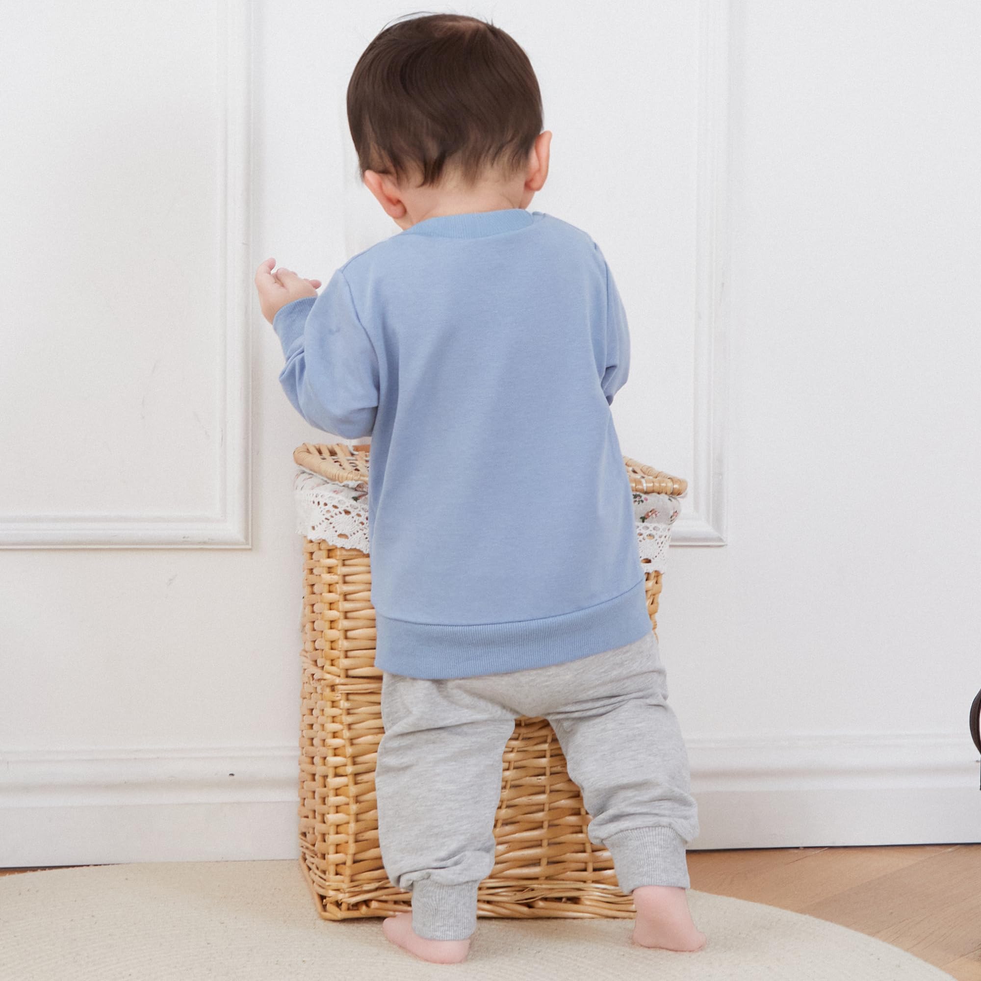 Kupretty Toddler Baby Boy Fall Winter Clothes Letter Graphic Long Sleeve Sweatshirt Pullover Tops + Joggers Pants Outfit Set