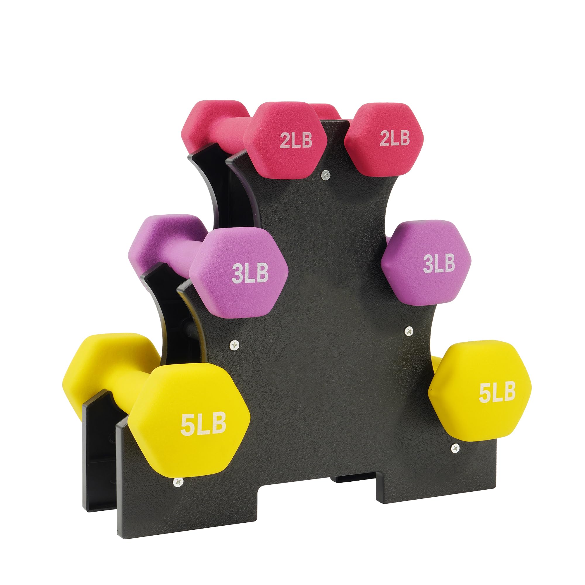 Fitvids Colored Neoprene Dumbbell Set with Rack, Multiple Weight Options, 20LBS, 32LBS, 50LBS and 56LBS Sets Image