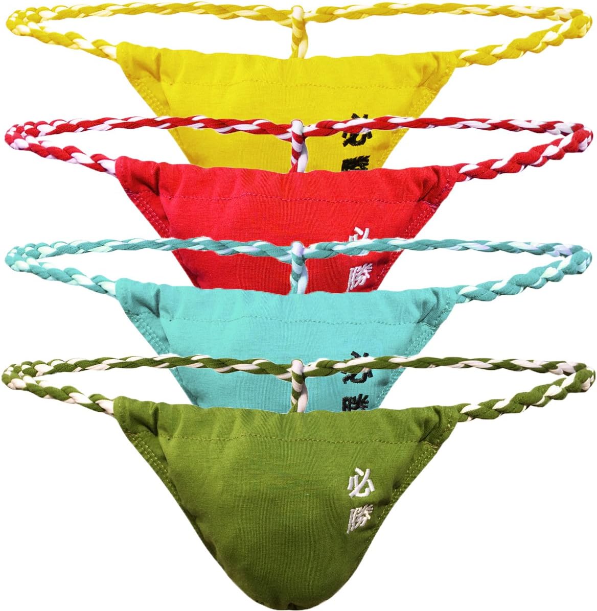 YFDMen's G-String Thong Underwear Low Rise Sumo Wrestling Bikini Briefs Panties Pack of 4