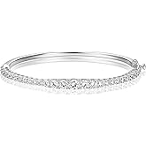 Gemsme Circle Cubic Zirconia Bangle,18K White Gold Plated 3mm Cubic Zirconia Bracelet Bangle for Women