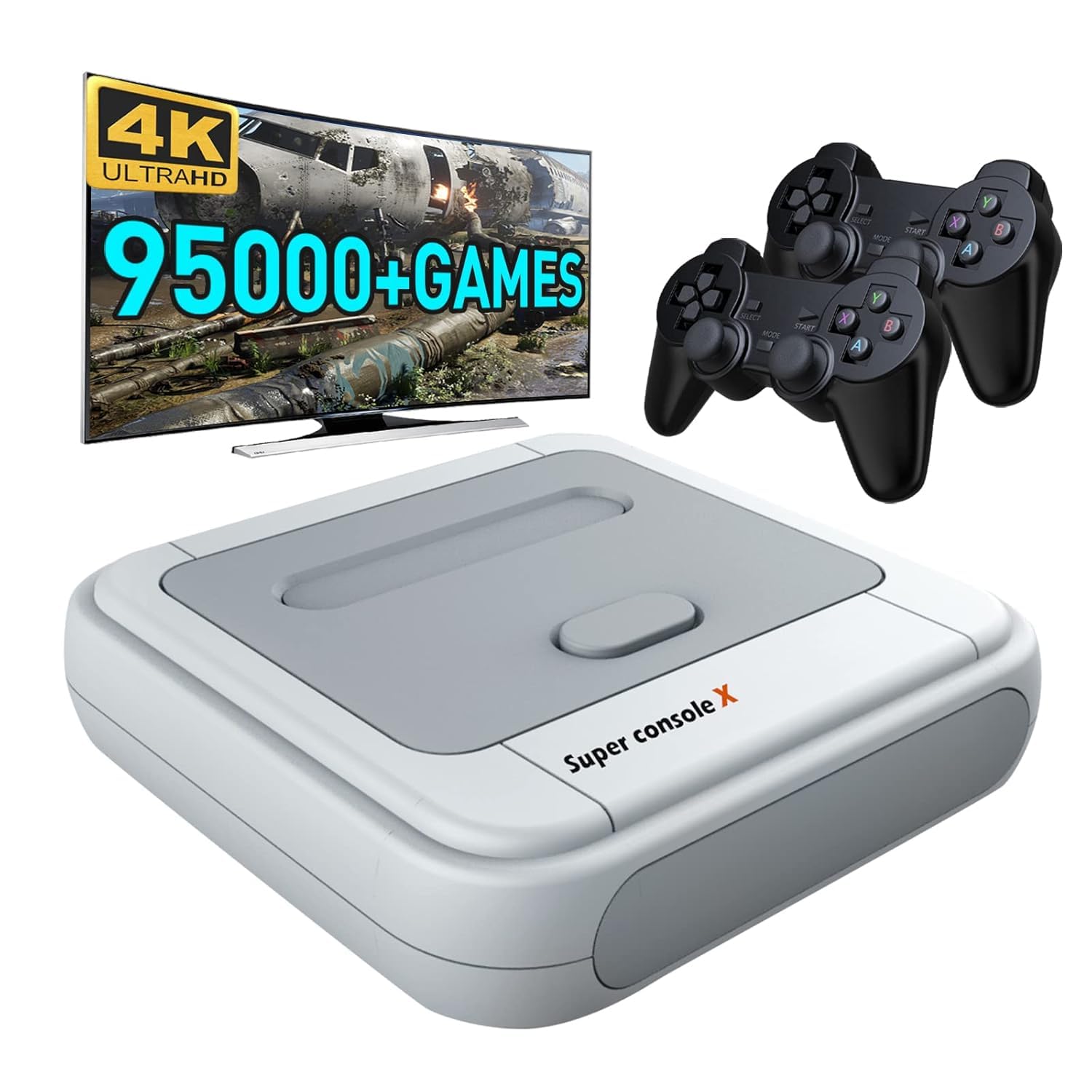Kinhank Super Console X Retro Video Game Console Built in 95,000+ Games,Emulator Console Compatible with Most Emulators,Game Consoles for 4K HD Output,5 Players,LAN/WiFi,2 Gamepads (128GB)