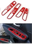 Dwindish Red ABS Interior Door Armrest Window Lift Button Cover Trim for Jeep Renegade 2015-2017