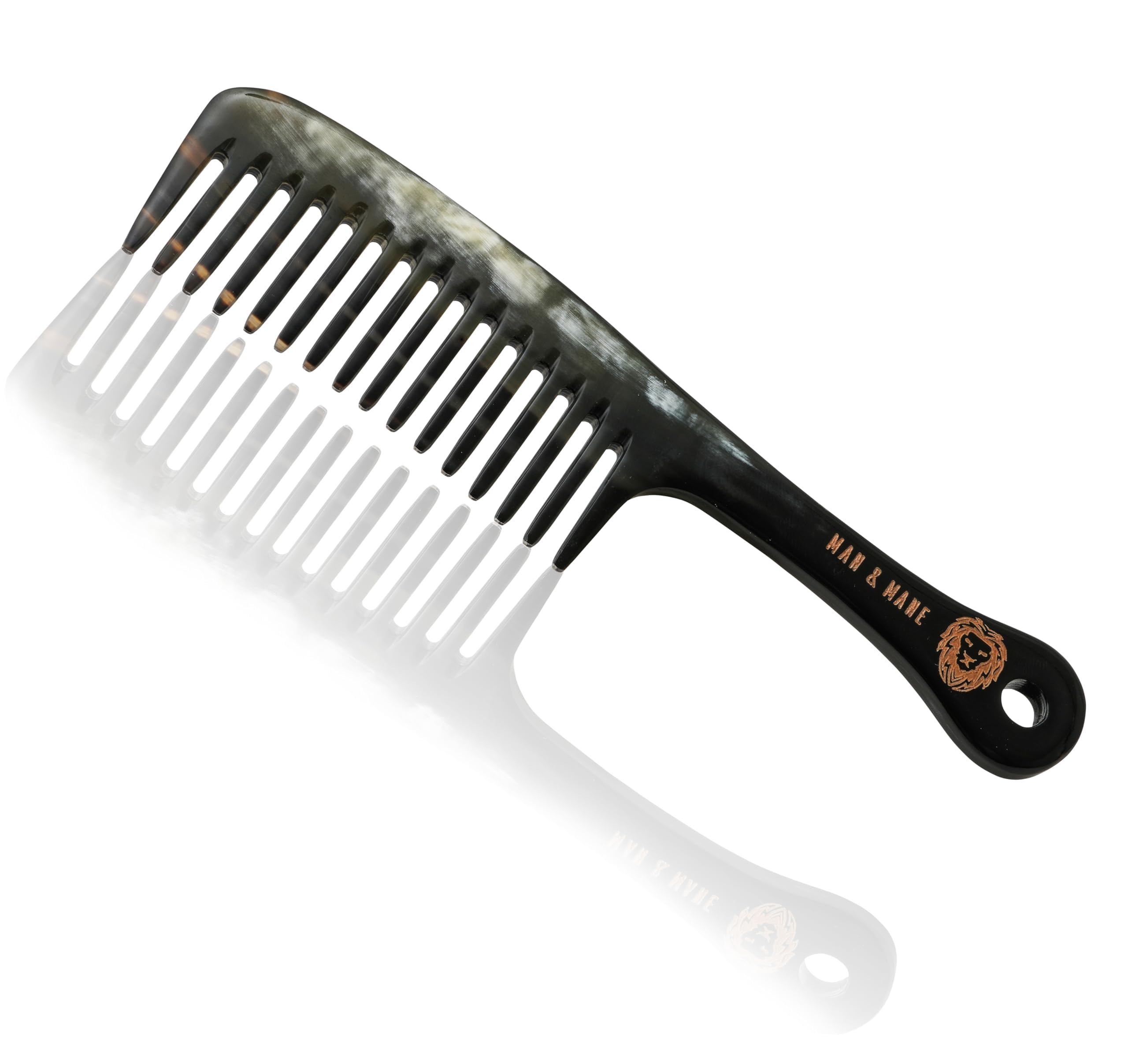 MAN & MANE Premium Handmade 100% Oxhorn Anti-static Wide Tooth Detangling Styling Comb for Women Men