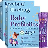 LOVEBUG Probiotics for Babies - Organic Baby Probiotics 6-12 Months for Baby Immune Support, Gas, Colic, Diarrhea & Infant Constipation Relief Sugar-Free, Tasteless Powder, 60 Pack