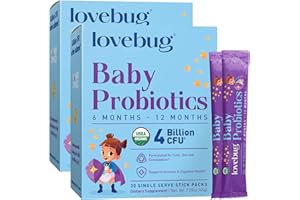 LOVEBUG Probiotics for Babies - Organic Baby Probiotics 6-12 Months for Baby Immune Support, Gas, Colic, Diarrhea & Infant Constipation Relief Sugar-Free, Tasteless Powder, 60 Pack
