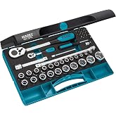 HAZET Socket Set 953SPC I 47-Piece, with Professional Reversible Ratchet, Various Bits and Sockets I Comprehensive Nut Box Set for Manual Operation
