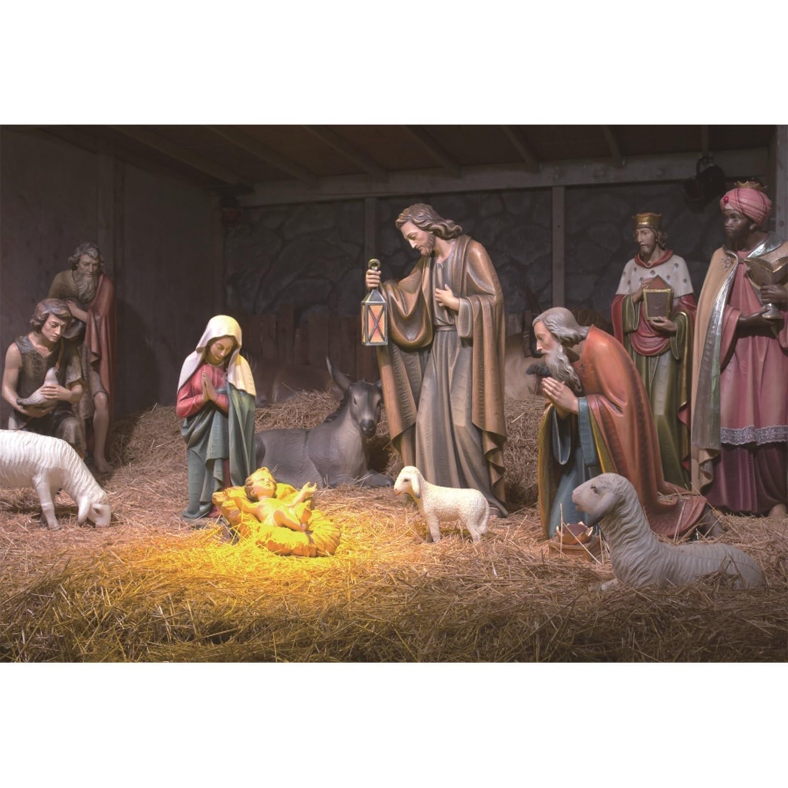 YongFoto 3x2m Photography Backdrop Birth of Jesus Shepherd Christmas White Sheep Straw Cow Culture Historic Wallpaper Photo Background Backdrops Photography Video Party Wedding Photo Studio Props