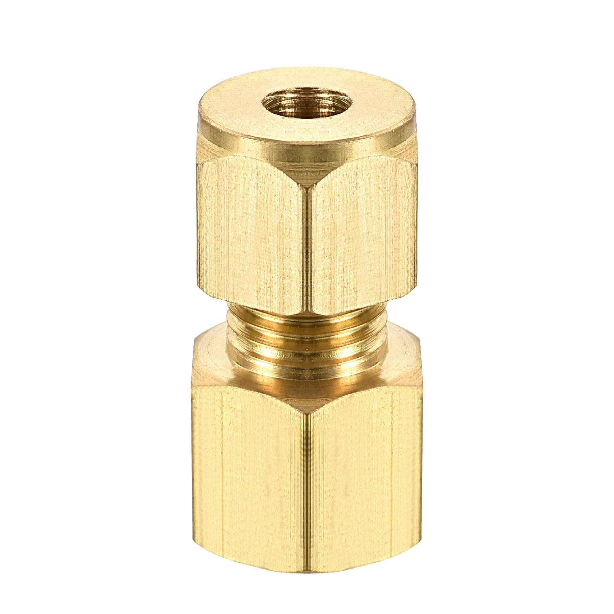 sourcing map Compression Tube Fitting M12x1mm Female Thread x 6mm Tube OD Straight Coupling Adapter Brass