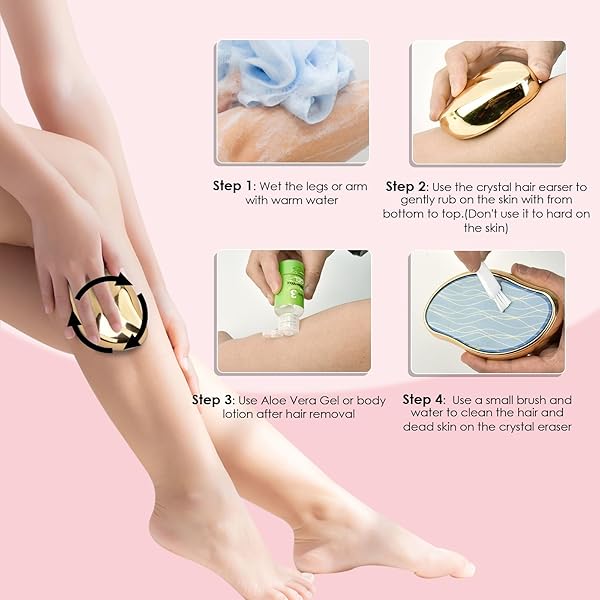UPGRADED NANO CRYSTAL HAIR ERASER FOR WOMEN AND MEN, MAGIC CRYSTAL HAIR REMOVER DEVICE WITH GENTLE SKIN EXFOLIATION EASY TO USE WORKS FOR ARMS, BACK & LEGS (GOLD)