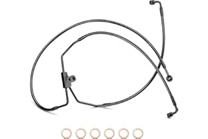 MoKitDora Stainless Steel Brake Line Dual Disc Oil Hose Kit for 12" Monkey Bagger Bars 1996-2013 Harley Touring Street FLHX Electra Glide FLHT No ABS, Black