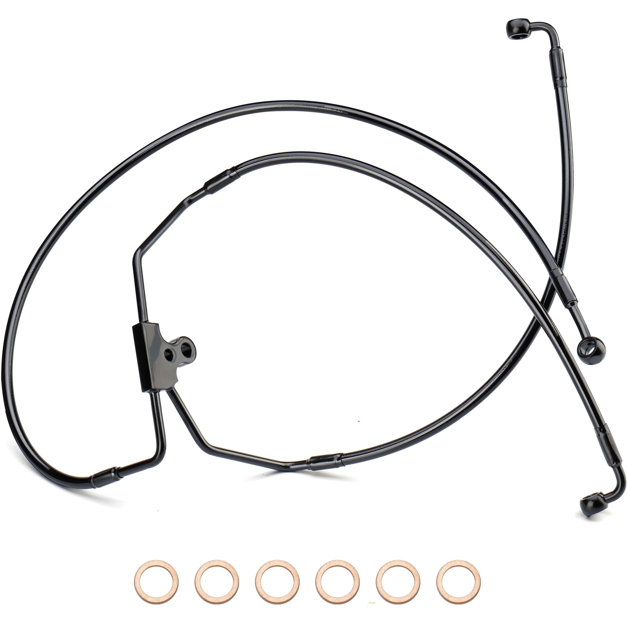 Photo 1 of MoKitDora Touring Front Brake Lines Extended Brake Cable Oil Hose for 16" Handlebars 1996-2013 Harley Street Electra Road Glide FLH No ABS, Stainless Steel Braided Black