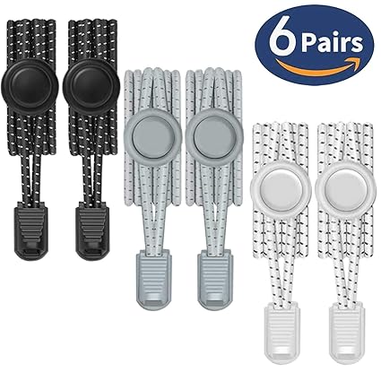 6 Paar Elastische Schnürsenkel mit Schnellverschluss, Schnellschnürsystem Reflektierende Schnürsenkel für Einzigartigen Komfo