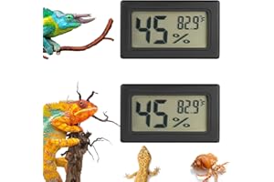 SERUNDO AUTO Reptile Thermometer and Humidity Gauge Digtal Terrarium Thermometer Rectangle Bearded Dragon Cage Accessories Reptile Temp and Humidity Gauge for Leopard Gecko Hermit Crab Gecko Lizard Etc 2pc