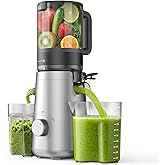 SMALLHOO Juicer Machines, 5.3" Wide Feed Chute Cold Press Juicer for Whole Vegetables & Fruits, High Juice Yield, BPA Free (Slivery)