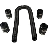48" Stainless Steel Radiator Flexible Coolant Water Hose Kit | 1-5/8" OD Hose with 4PCS Chrome Caps, Universal, Black