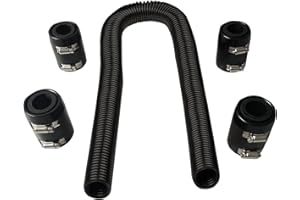 BLACKHORSE-RACING 48" Black Stainless Steel Radiator Flexible Coolant Hose Kit With Caps Universal