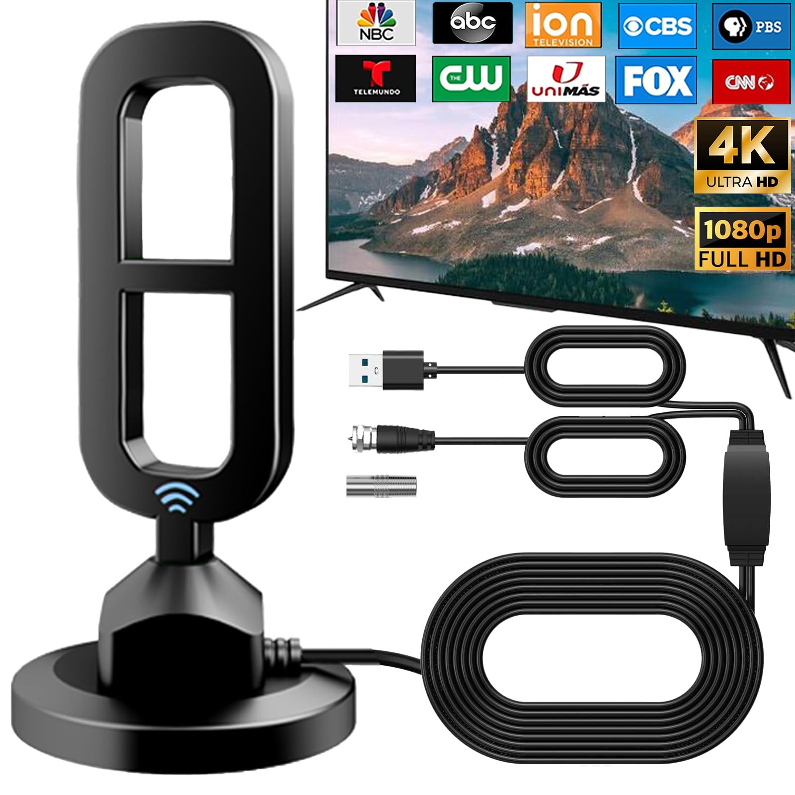 Photo 1 of 2025 Upgraded Digital TV Antenna for Smart TV Indoor 900+ Miles Long Range with Amplifier Signal Booster, 360 Reception Portable, Support 8K 4K 1080P All TVs,