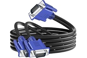 PASOW VGA Splitter Cable (No Screen Extension) 1 Male to 2 Male Dual Monitor Y Adapter 1080P Full HD for projectors, HDTVs, M