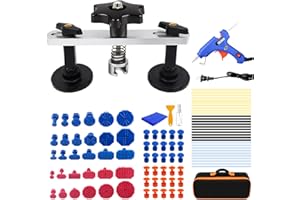 TUOSHUNGE DB1B2 Auto Body Dent Puller Kit with Glue Gun and 60Tabs, Body Repair Tool Kit, Double Pole Bridge Dent Puller, Glue Puller Tabs, Glue Gun, Minor Dent and Deep Dent Removal Kit