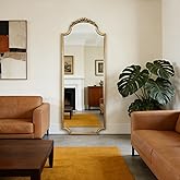 DAOYIJIAJU Large Gold Arched Mirror, 61"x22" Vintage Floor Mirror for Dressing, Ornate Baroque Mirrors Full Length, Traditional Carved Mantel Mirrors for Living Room Bathroom Bedroom Entryway