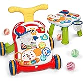 CUTE STONE Sit to Stand Learning Walker, 2 in 1 Baby Walker, Early Educational Child Activity Center, Multifunctional Removable Play Panel, Baby Music Learning Toy Gift for Infant Boys Girls