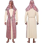 Jenaai 4 Pcs Christmas Wise Men Costumes Religious Nativity Costumes with Gown Saint Headpiece for Christmas Easter Party