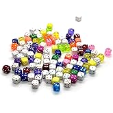 120PCS Colorful Dice Beads, Fun Acrylic Bead for Bracelets, Translucent Multicolor Beads for Jewelry Making, Dice Spacer Cube Loose Beads for Bracelet Necklaces Lanyard DIY Handicrafts
