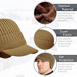 AkiiGer Men's Winter Hat with Brim, Warm Earflaps