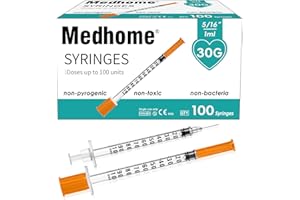 MEDHOME 1ml 30G 5/16" (8mm) Syringe, Lab Syringes Individually Wrapped, Pack of 100