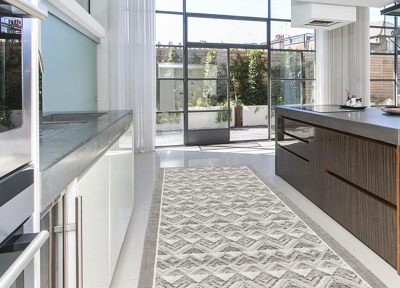 BIANCHERIAWEB Suardi Rug for Kitchen, Non-Slip Back, Various Designs by Suardi, 55 x 115 cm, Luxor Grey