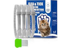 ROUTADE 4 Pack Adjustable Flea and Tick Collar for Cats, Natural Plant Oil Formula Cat Flea Collar Provides 32-Month Protection for Flea Tick, Glow-in-The-Dark & Waterproof Cat Flea Treatment for All Cats