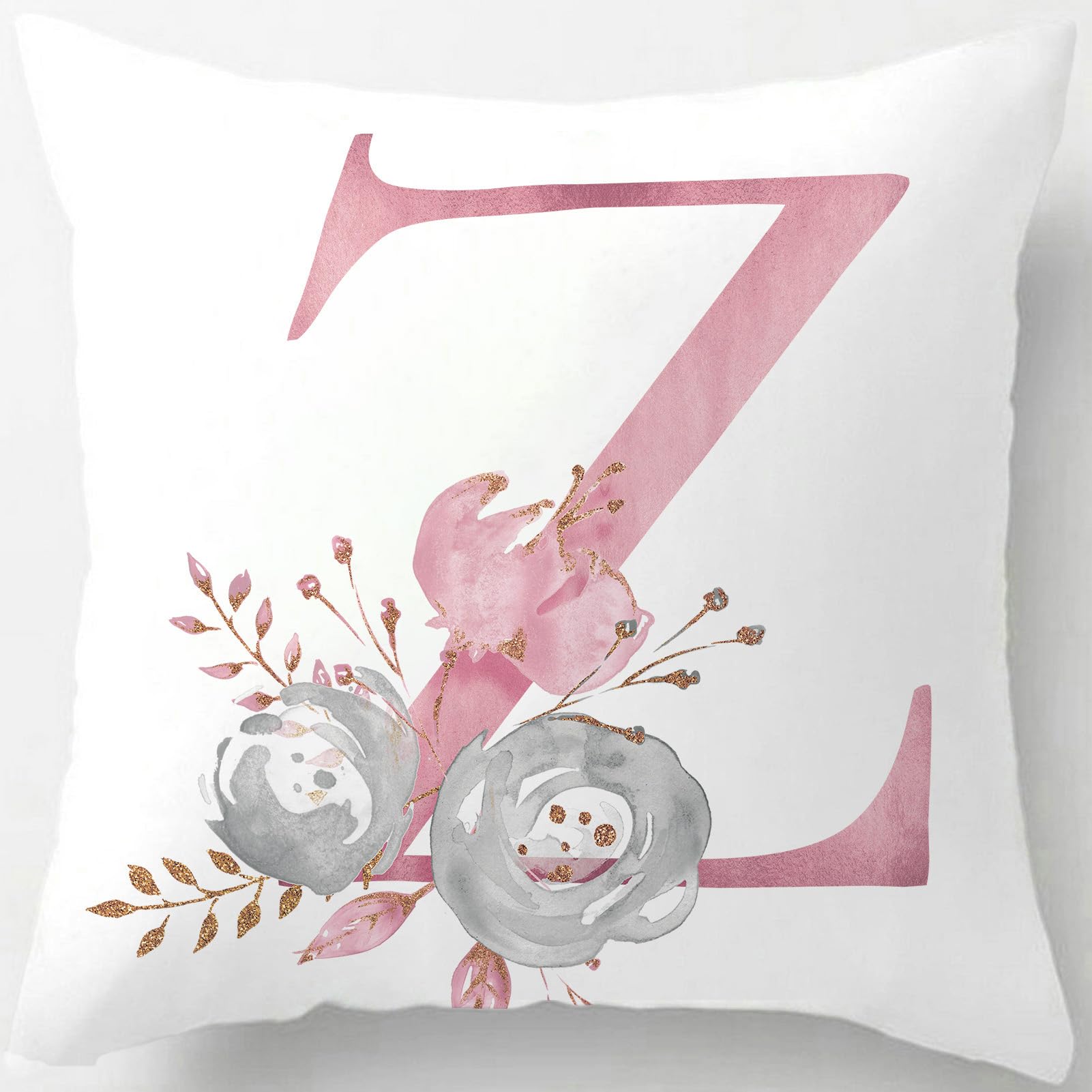 Tillskuch Pink Cushion Covers Cute Alphabet Decorative Throw Pillow Cover Square Letter Pillow Protectors for Sofa Couch Bedroom Chair Home Decor 45cm x 45cm(Z)