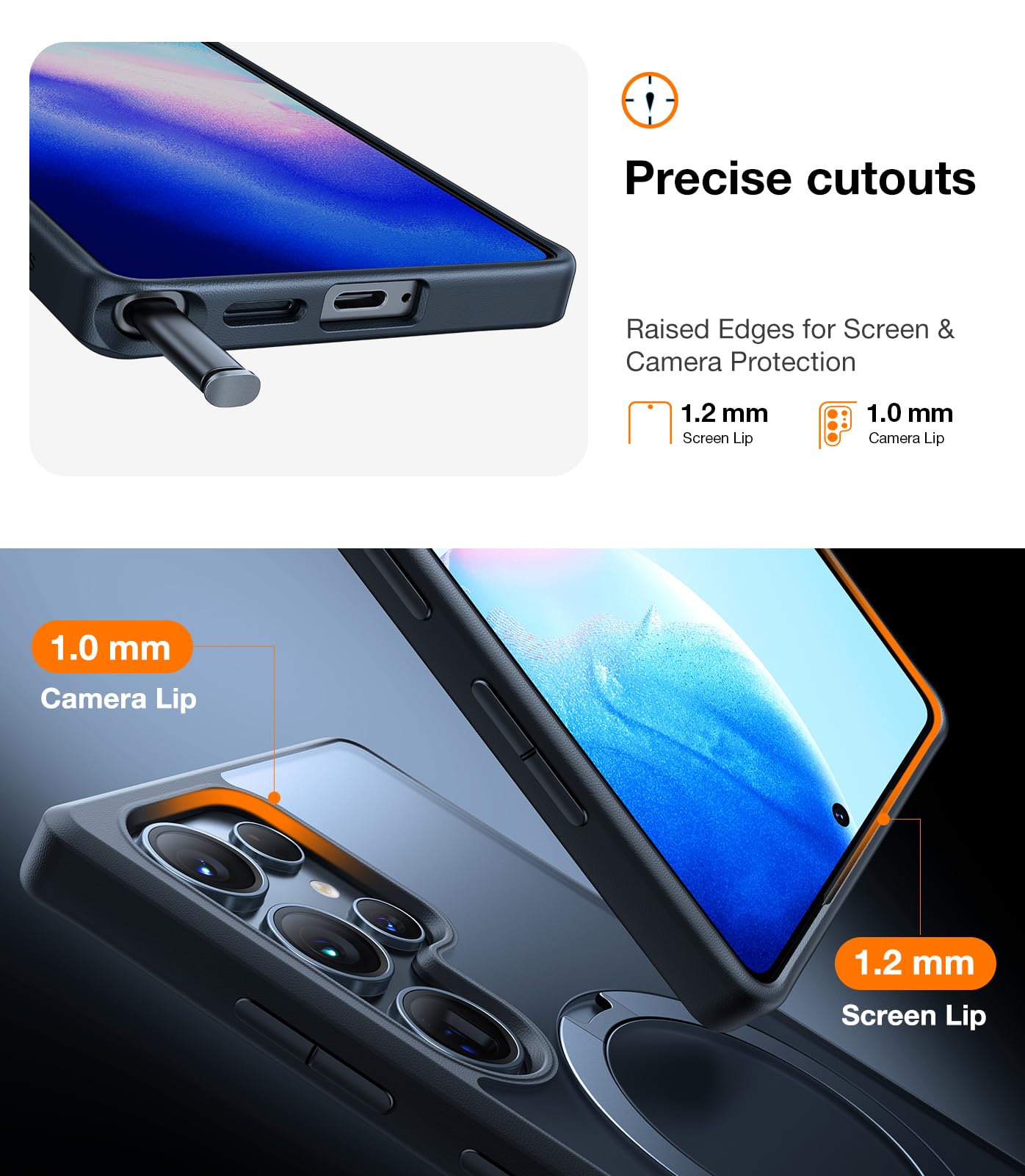 TORRAS 360 Spin Magnetic Stand for Samsung Galaxy S25 Ultra Case, Fit for Magsafe, Military Grade Slim Protective S25 Ultra Case with Kickstand & Ring Holder, Ostand Spin, Translucent Frosted Black