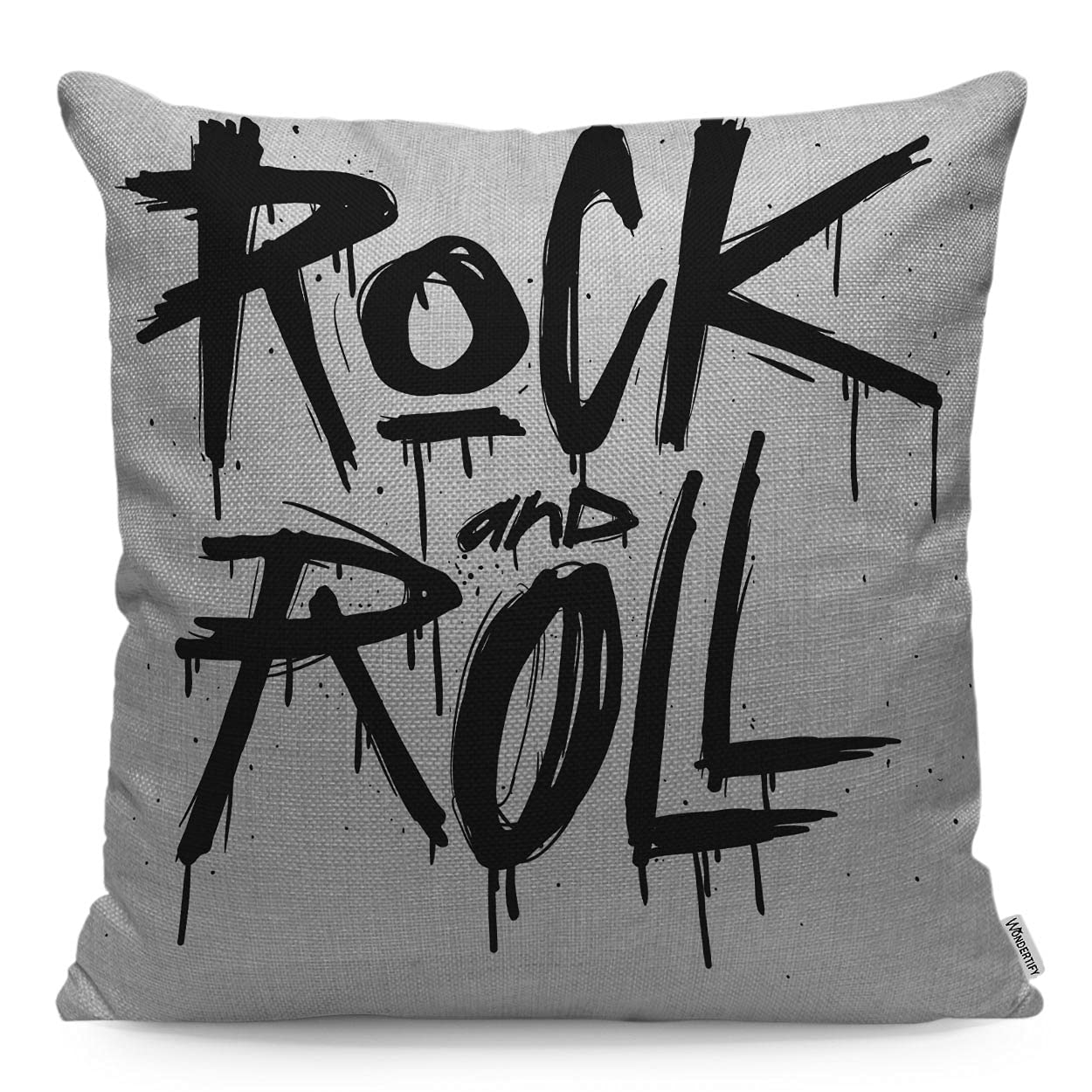 WONDERTIFY Rock And Roll Cushion Cover Hand Draw Old Sketch Tattoo Text Pillowcases for Men Women, Pillow Cover Living Room Farmhouse 45X45 Cm