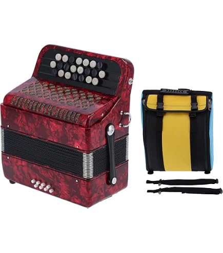 Accordéon Diatonique 22 Touches 8 Basses - Débutants Et Pros - Bleu Foncé - Avec Sac De Transport - 6