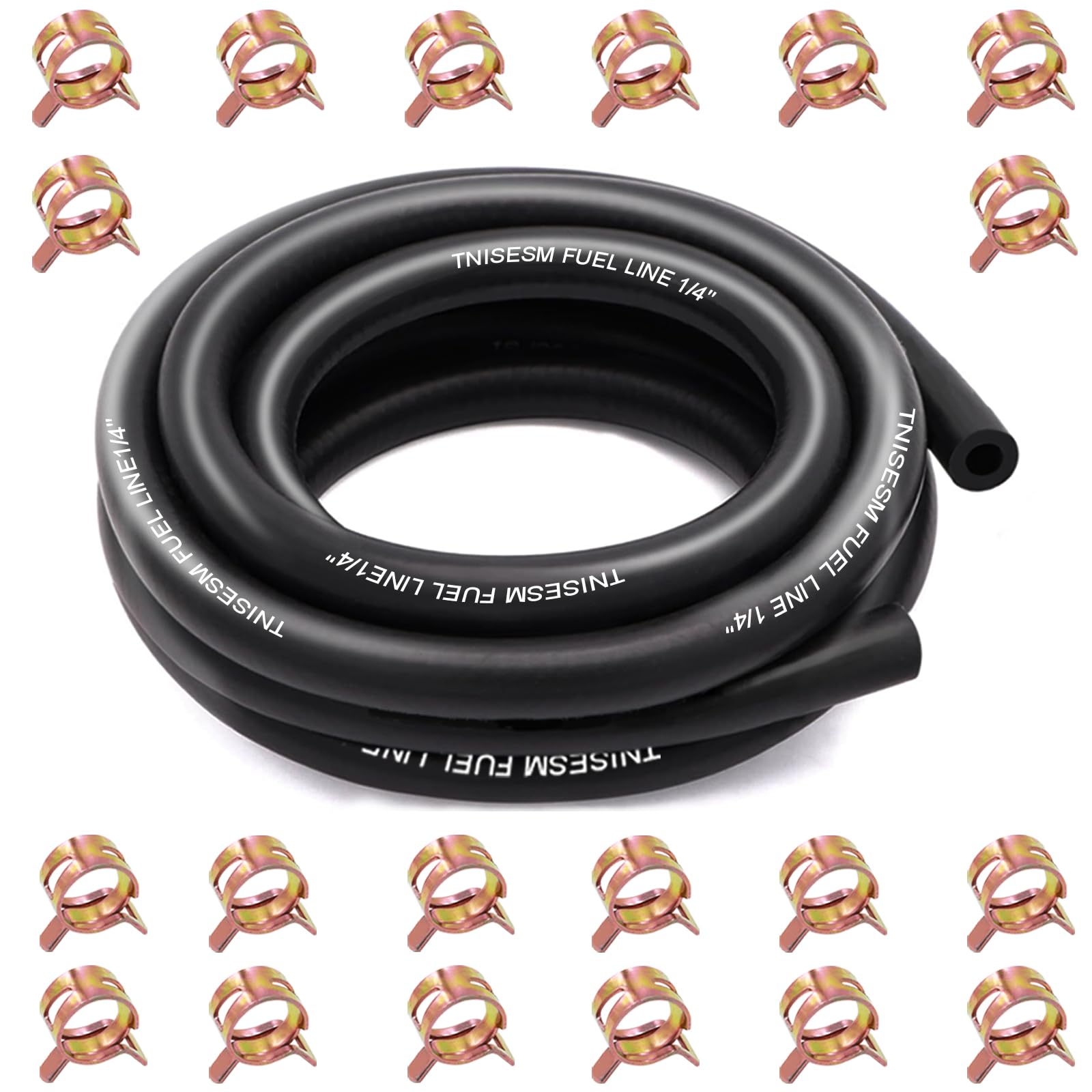 Photo 1 of Tnisesm 1/4 Inch ID Fuel Line Hose 10 Feet + 20Pcs 2/5" ID Hose Clamps for Kawasaki Kohler Briggs & Stratton Small Gas Diesel Powersports Engines and Generators