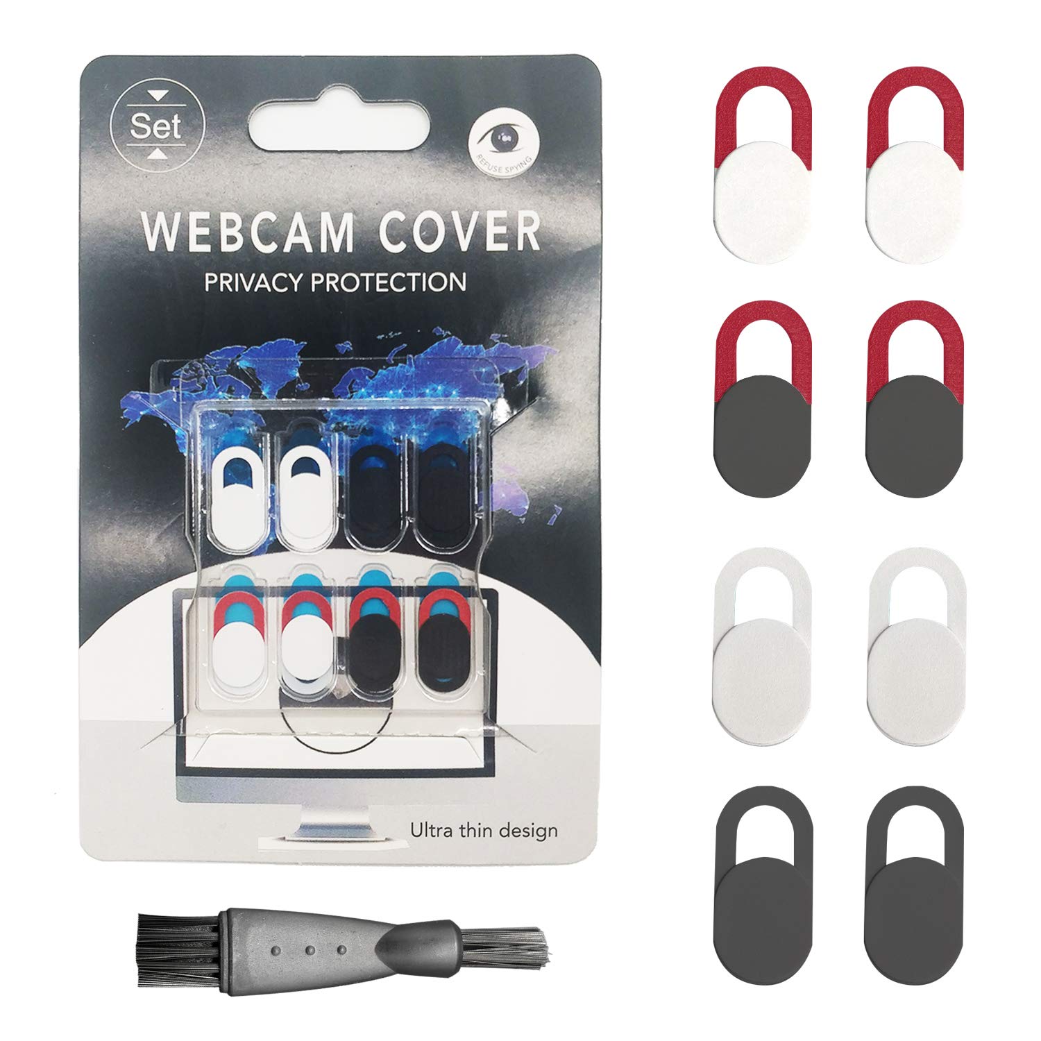 8 Pcs Webcam Cover Slider for Privacy, 0.028 Inch Ultra Thin Design Web Camera Cover Slide for Laptop, Desktop, PC, Tablet, Smartphone and More