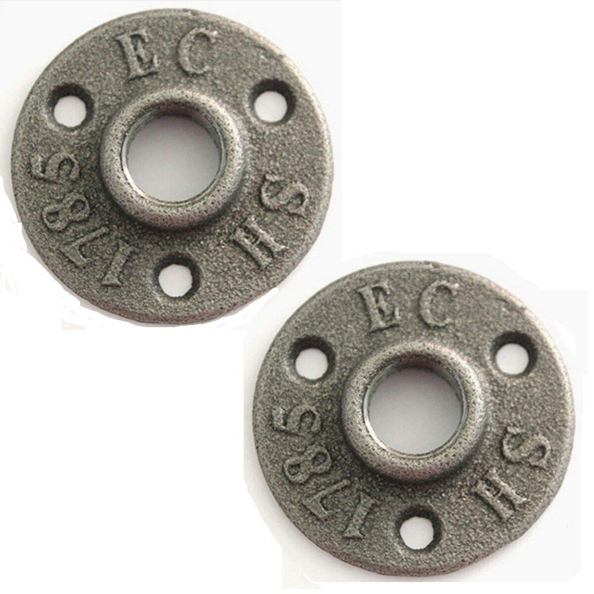 Photo 1 of 2Pack 1/2 Inch Floor Flange Cast Iron Pipe Threaded Fitting Industrial Steampunk Vintage Retro Decor Furniture DIY Wall Industry