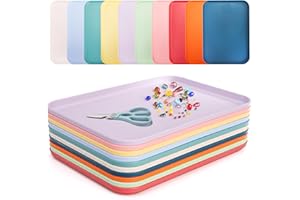 Lyellfe 10 Pack Plastic Art Trays, Stackable Activity Crafts Organizer Tray, 12 x 8.6 Inch Fast Food Cafeteria Serving Platte