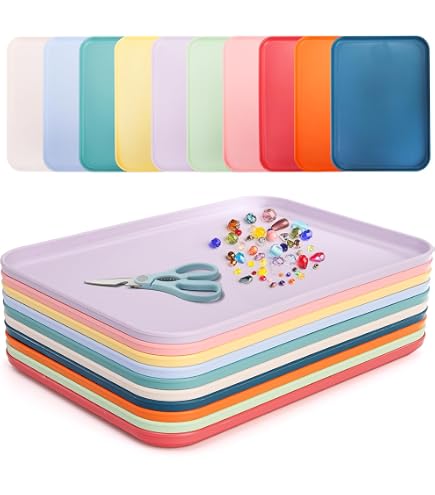 Plateaux De Restauration Rectangulaires En PP - Lot De 20 Couleurs Assorties - 30,5x23,8 Cm, Lavables Au Lave-vaisselle