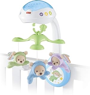 Fisher-Price CDN41 - 3 in 1 Traumbärchen Baby Mobile mit Spieluhr, Nachtlicht, White Noise und Sternenlicht Projektor, Babyausstattung ab Geburt